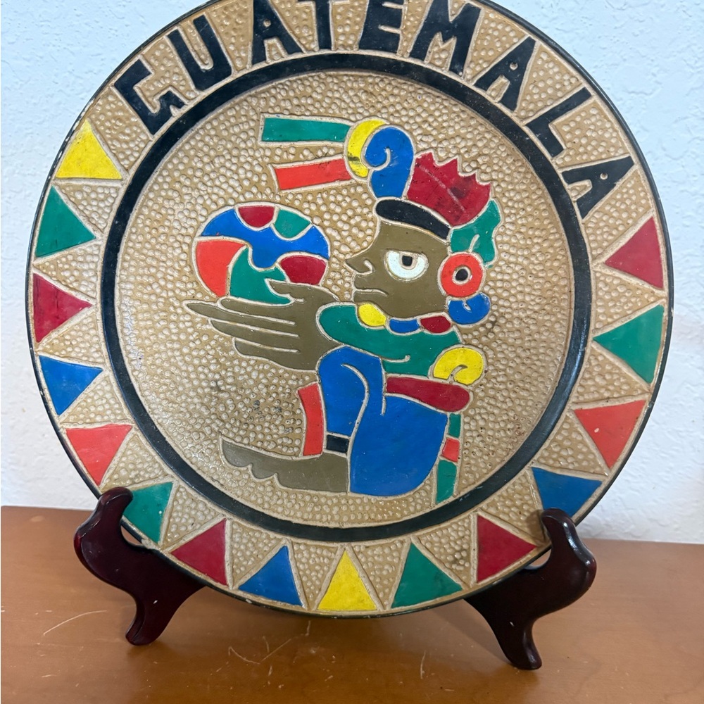 Colorful Decorative Plate with Geometric Patterns
